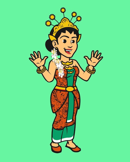 Vector indonesian native mid java tribe woman in traditional costume