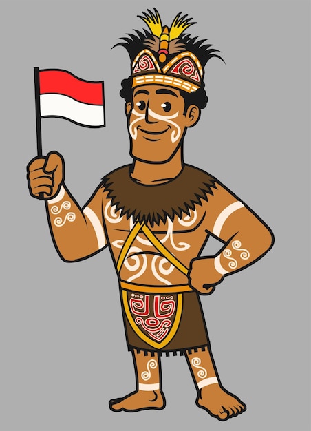 I nativi indonesiani di papua in abiti tradizionali