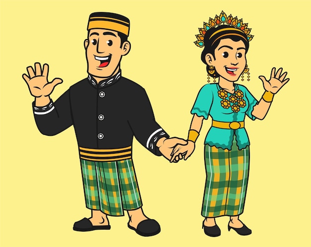 Vector indonesian native sulawesi in traditional dress