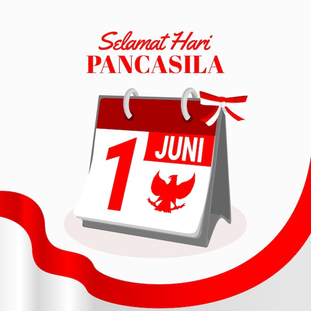 Indonesian pancasila day calendar illustration vector design