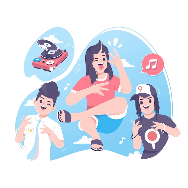 indonesian popular dancing people character illustration