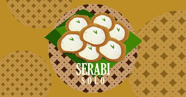 インドネシア語 Serabi ソロ伝統的なスナック ベクトル イラストレーター バナーの背景