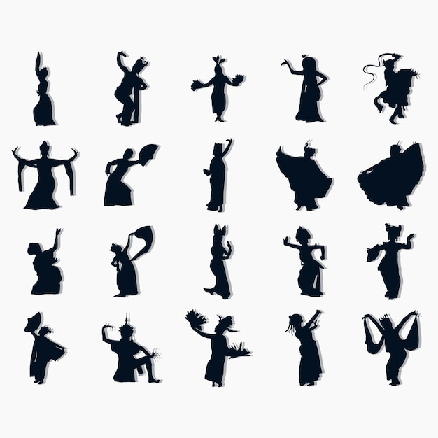 Vector indonesian traditional dance silhouette