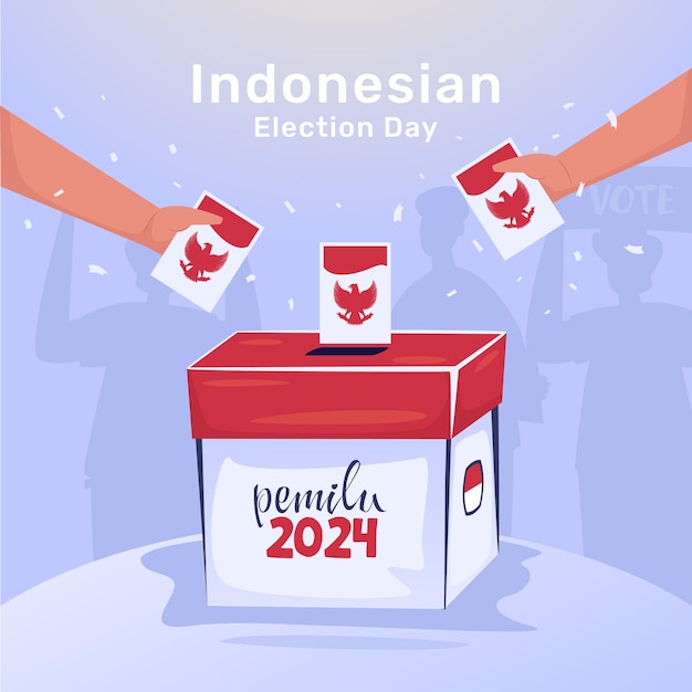 Vettore illustrazione indonesiana del giorno del voto per il design del saluto