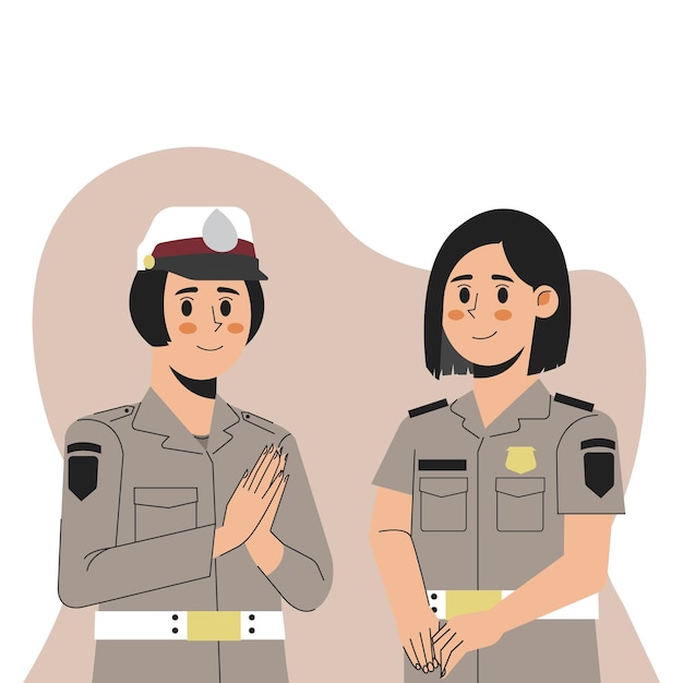 Vector indonesian woman police