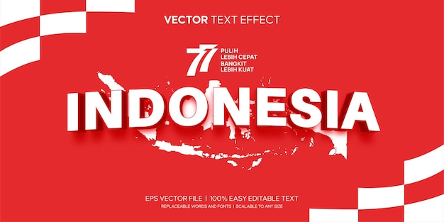 Indonesië 77 gelukkig onafhankelijkheid bewerkbaar teksteffect