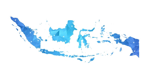 Indonesië kaart lijn stippen veelhoekige abstracte geometrische.