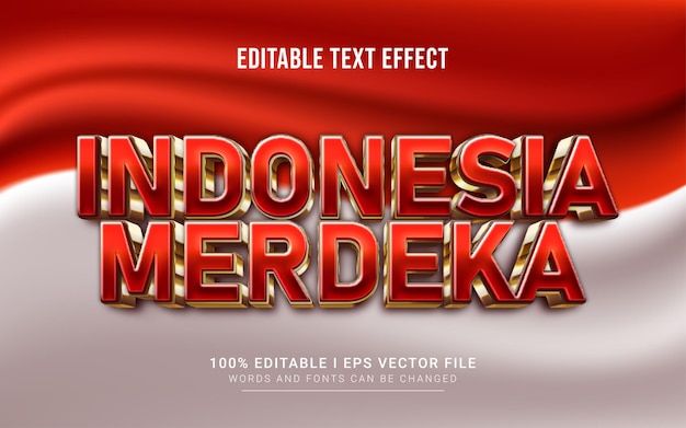 Indonesië merdeka bewerkbaar teksteffect met vlagachtergrond