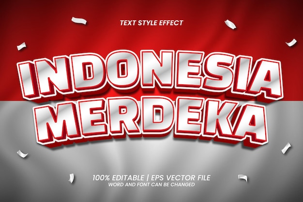 Indonesië Merdeka bewerkbare teksteffect 3D-stijl