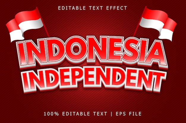 Indonesië Onafhankelijk bewerkbaar teksteffect 3-dimensionale reliëf moderne stijl