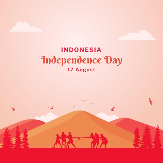 Indonesië Onafhankelijkheidsdag 17 Augustus Achtergrond Vectorillustratie