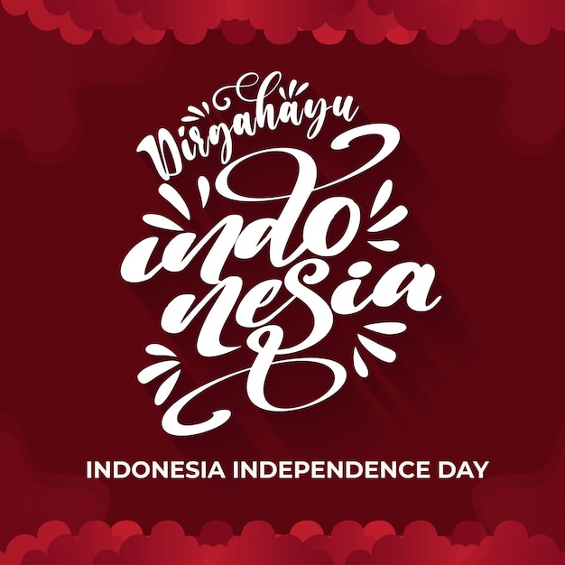 Indonesië onafhankelijkheidsdag belettering ind rode achtergrond