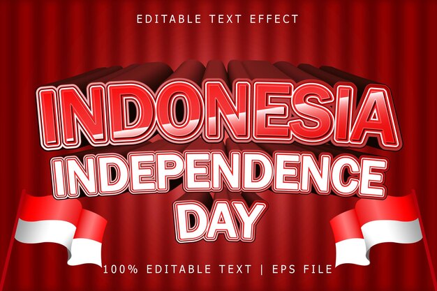 Indonesië Onafhankelijkheidsdag Bewerkbaar teksteffect 3 Dimensie reliëf moderne stijl