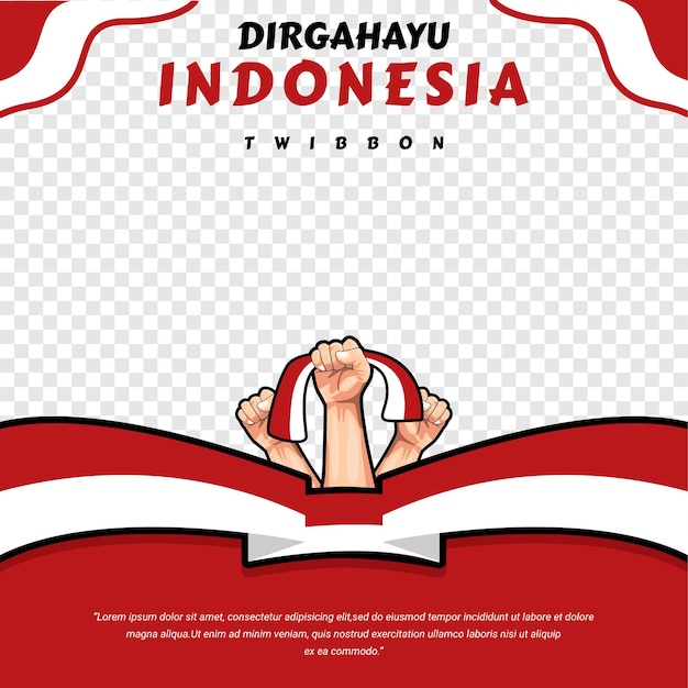 Indonesië onafhankelijkheidsdag groet twibbon social media post concept sjabloonontwerp