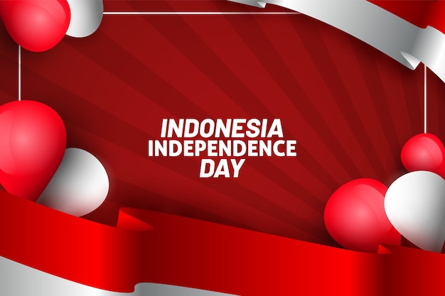 Indonesië onafhankelijkheidsdag met vlag en ballonachtergrond