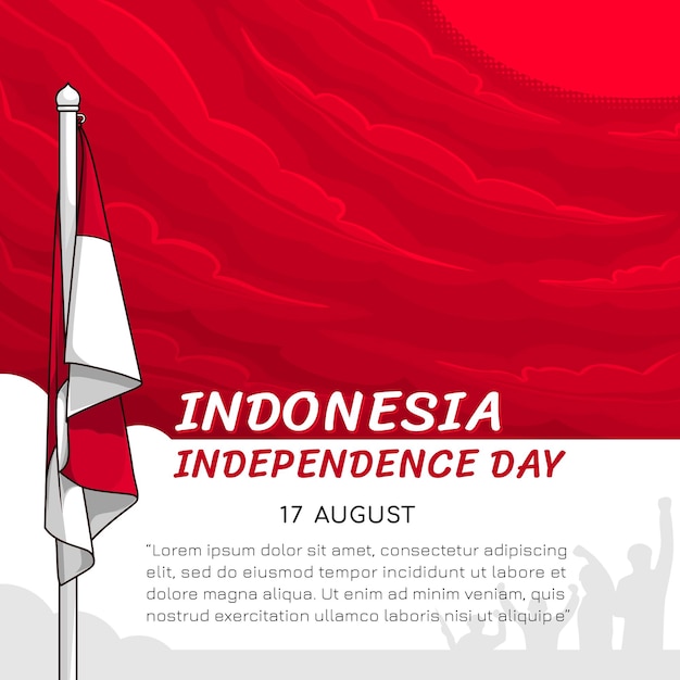 Indonesië Onafhankelijkheidsdag Post Design Met vlagillustratie