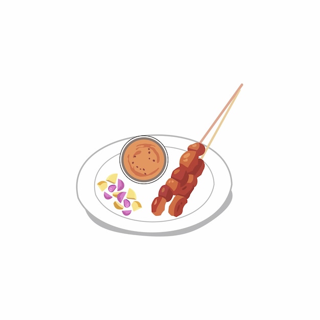 Indonesiese Delight Vibrant Satay of Sate Vector Illustratie