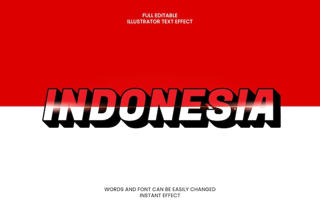 Indonesisch 3d bewerkbaar teksteffect voor Indonesië Onafhankelijkheidsdag op rode en witte vlag 3d
