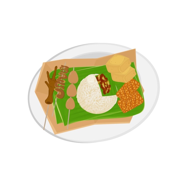 Vector indonesisch eten illustratie logo nasi angkringan menu
