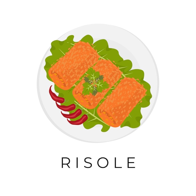 Indonesisch Gerecht Risol Mayo Vector Illustratie Logo Op Een Witte Plaat