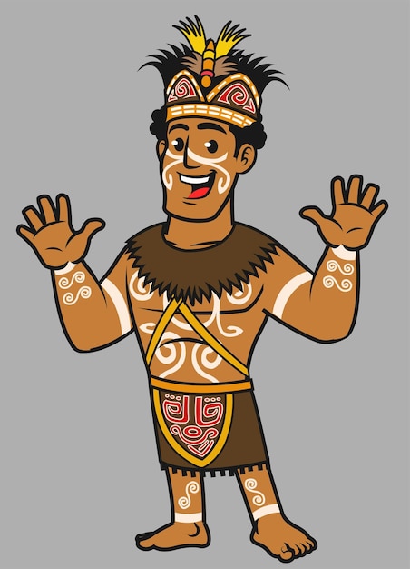 Indonesische inheemse Papoea in traditionele kleding