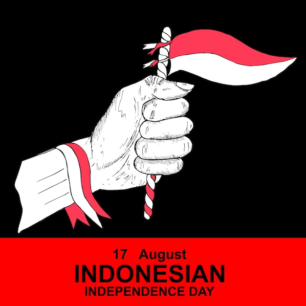 Indonesische onafhankelijkheidsdag, 17 augustus, doodle vector