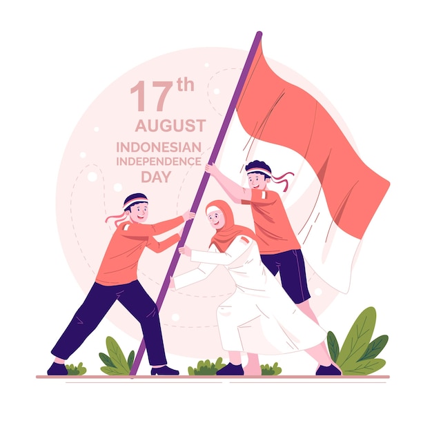 Indonesische onafhankelijkheidsdag karakter illustratie