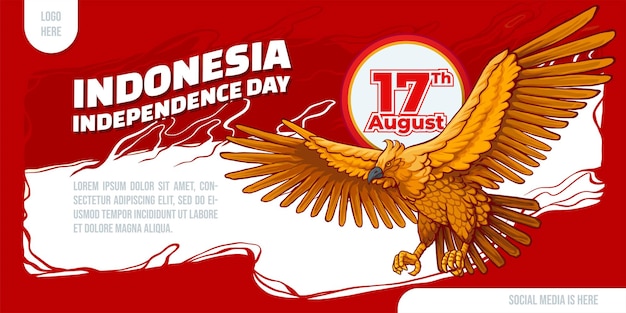 Indonesische onafhankelijkheidsdag ontwerpsjabloon met vliegende Garuda illustratie