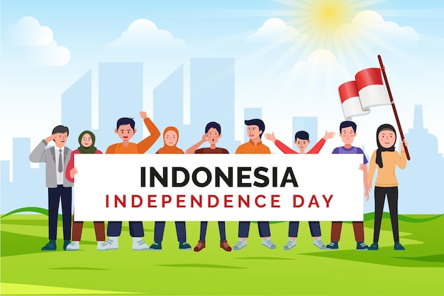 Indonesische Onafhankelijkheidsdag Vector Illustratie Set Indonesische Nationale Republiek Vector