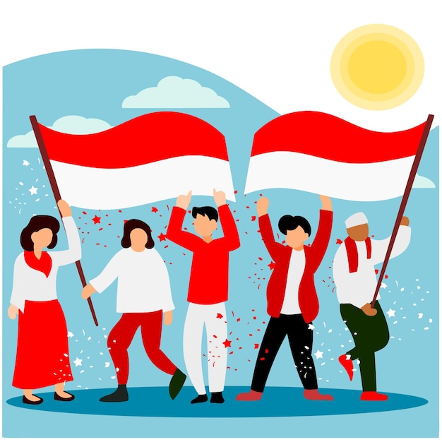 Vector indonesische onafhankelijkheidsdag viering illustratie
