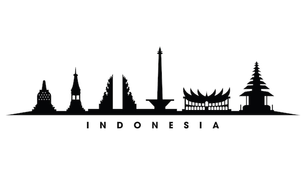 Indonesische reisbestemming silhouet vectorillustratie