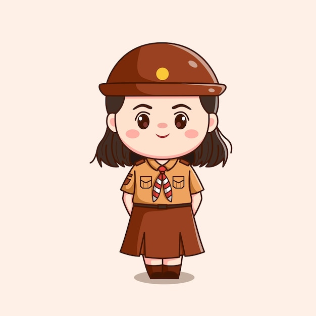 Indonesische scout meisje schattig kawaii chibi personage illustratie