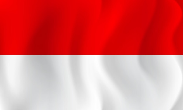 Indonesische vlag met de textuur van vloeiende stoffen rondingen