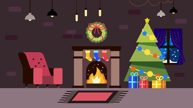 Vector indoor - illustration christmas