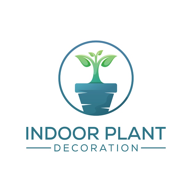 Progettazione di logo di decorazione di piante da interno, modello di progettazione di logo di albero di crescita