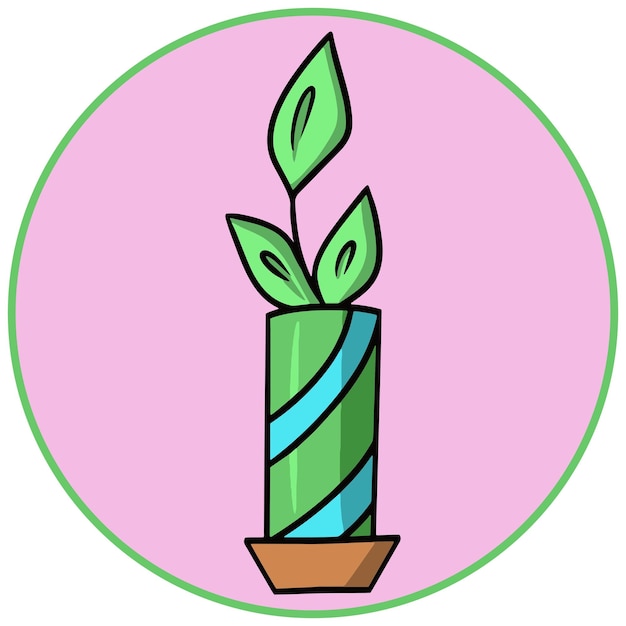 Indoor plant in a high ceramic pot tropical flower cartoon vector illustration