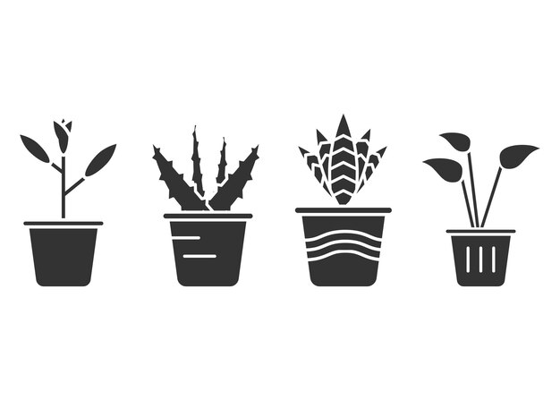 Indoor plant icon silhouette template isolated