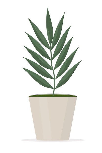 Пальма комнатного растения в горшке с зеленой векторной иллюстрацией