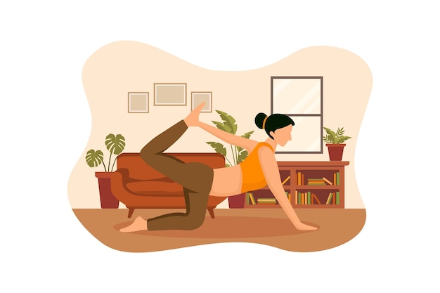 Indoor Yoga Flat Design Illustration