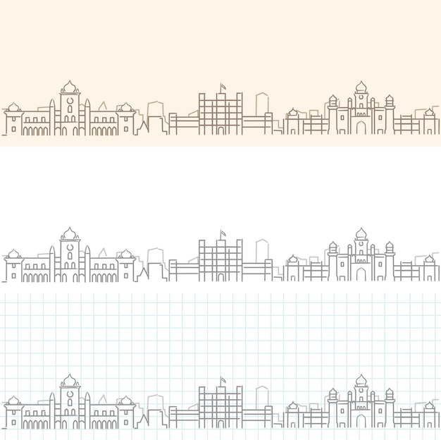 Vector indore hand drawn profile skyline