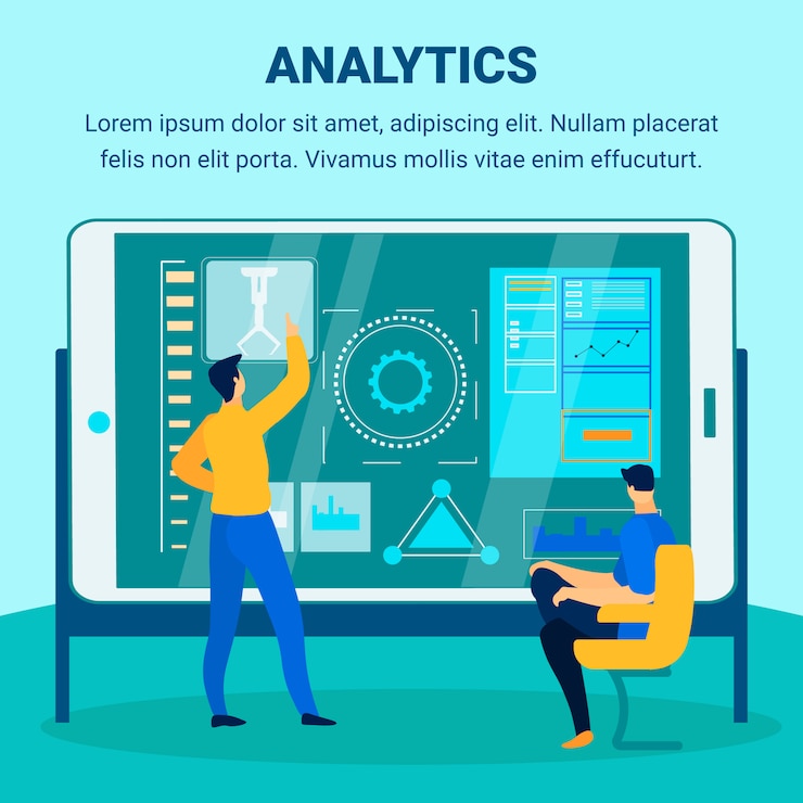 Vector industrial analytics flat vector banner template