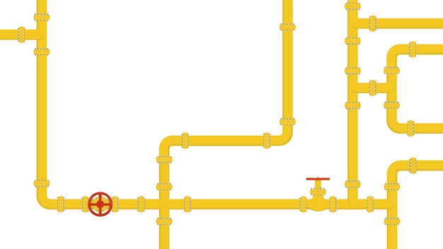 Вектор Промышленный фон с трубопроводом нефтяная вода или газопровод с фитингами и клапанамивекторная иллюстрация