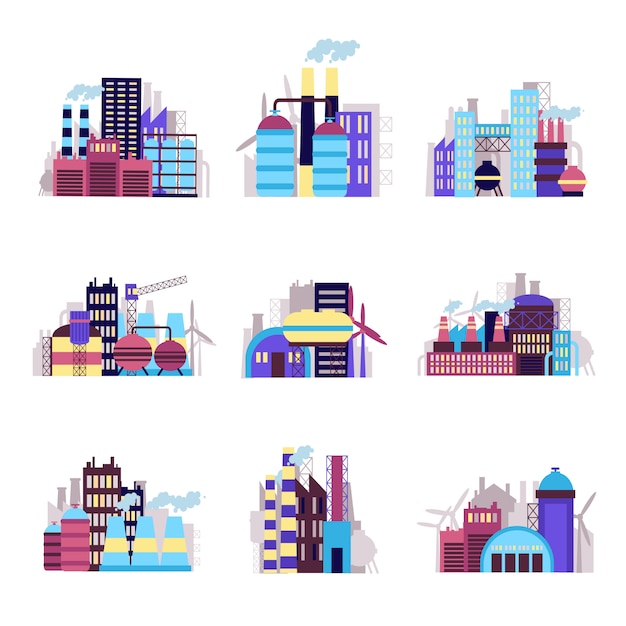 Vector industrial building icons set