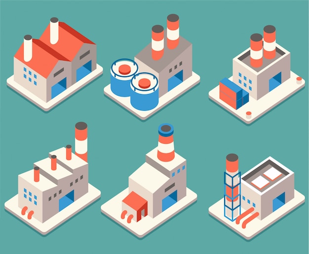 Vector industrial building isometric icon vector 02