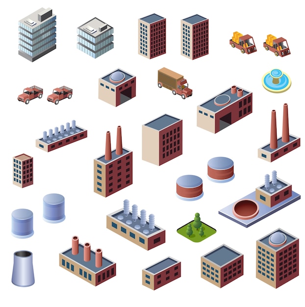 Vector industrial buildings