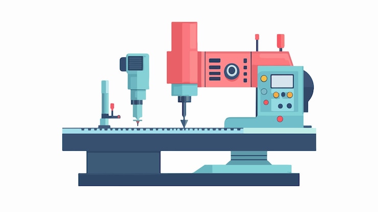 Vector industrial cnc drilling and milling machine for precision manufacturing process