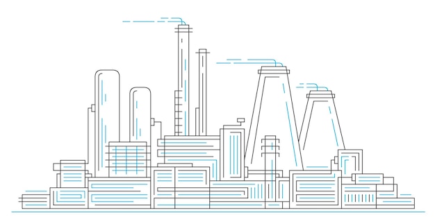 Vector industrial complex with pipes.city factory.