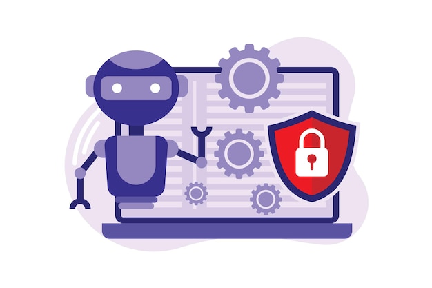 Illustrazione di design moderno piatto di sicurezza informatica industriale