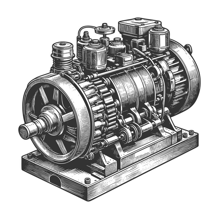 Vector industrial engine machine vector illustration