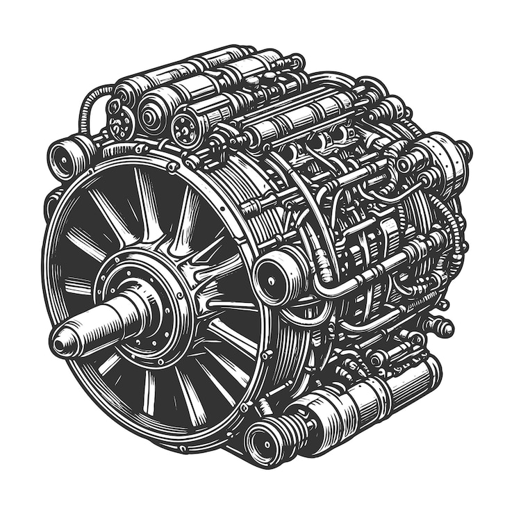 Vector industrial engine machine vector illustration